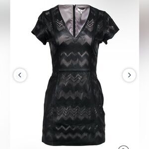 Parker - Black Perforated Leather Sheath Dress w/ Laser Cutouts Sz small